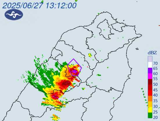 新竹縣大雷雨警戒。（圖／氣象署）