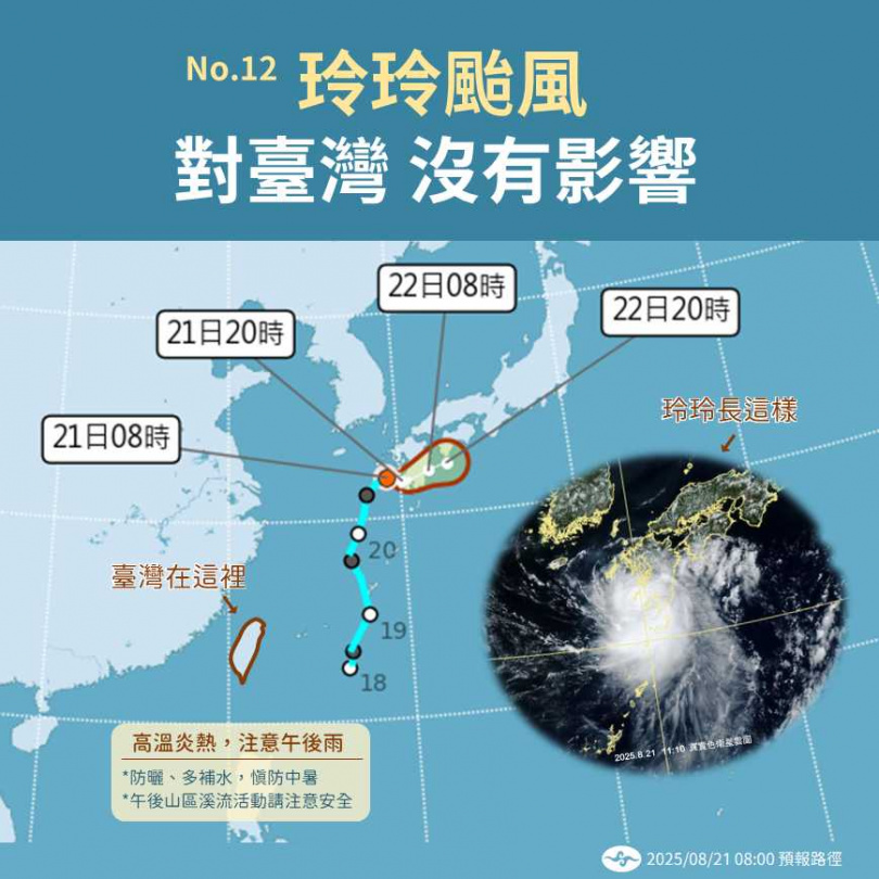 玲玲颱風對台灣沒有影響。（圖／氣象署提供）