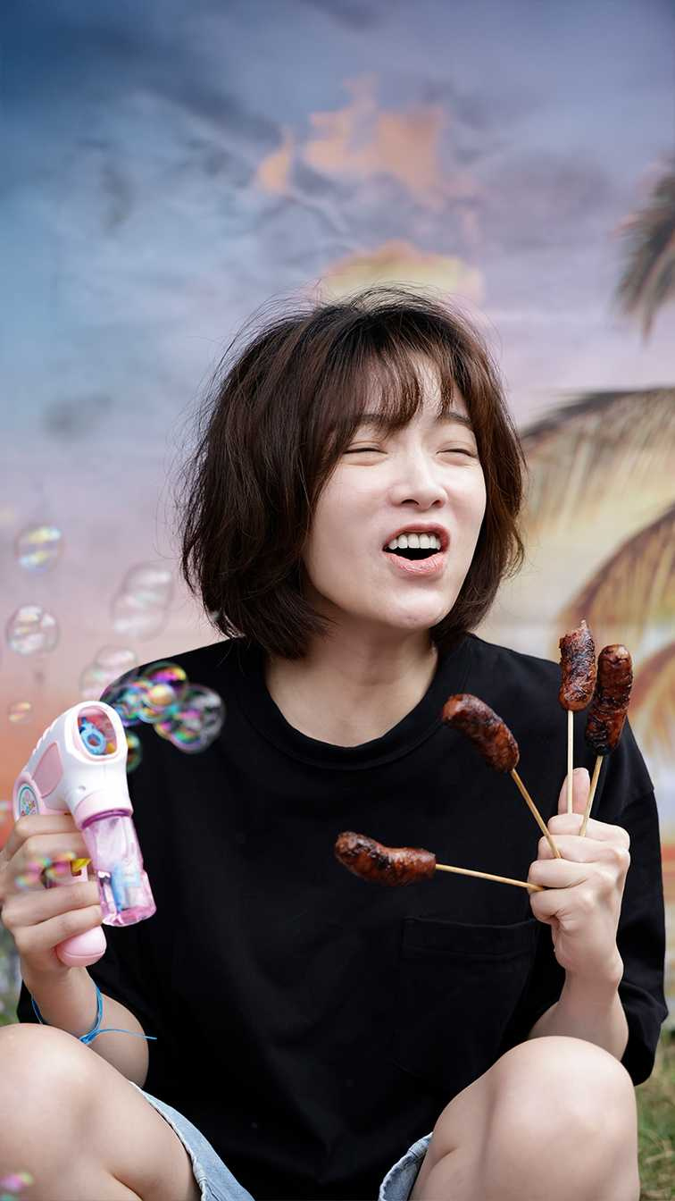 蔡淑臻跟角色一樣愛吃。（圖／中天綜合台提供）