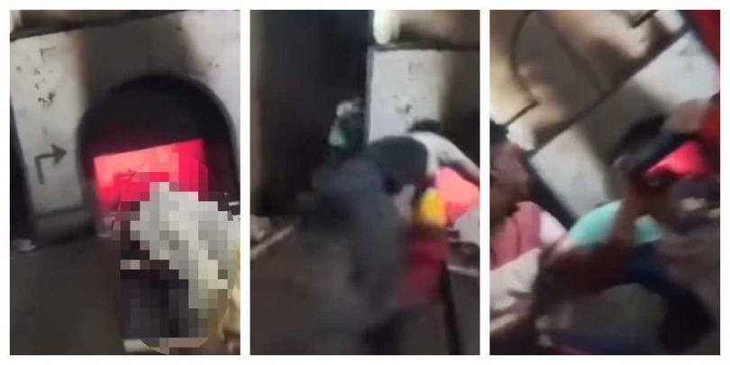 男子疑因無法承受祖母離世打擊，在火化儀式上做出驚險舉動，幸好及時被眾人救下。（圖／翻攝自IG，ghassan_awwad）