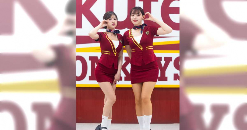 岱縈（左）是河智媛的小粉絲。（圖／樂天桃猿提供）