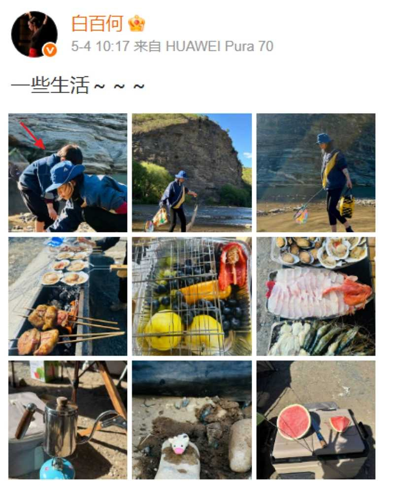 白百合與男歌手陳羽凡離婚後，2021年再婚舊愛張思麟，且生下一個兒子，近日罕見公開小兒子照片。（圖／翻攝自白百合微博）