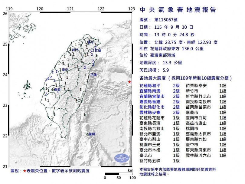 (圖/翻攝中央氣象署提供)