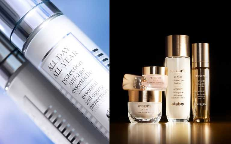 左為Sisley 極致防禦未來精華50 ml/12,900元；右為Supremÿa奇蹟修護系列（圖／品牌提供）。