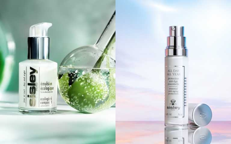 左為sisley全能乳液60 ml/4,500元，右為Sisley 極致防禦未來精華50 ml/12,900元（圖／品牌提供）。