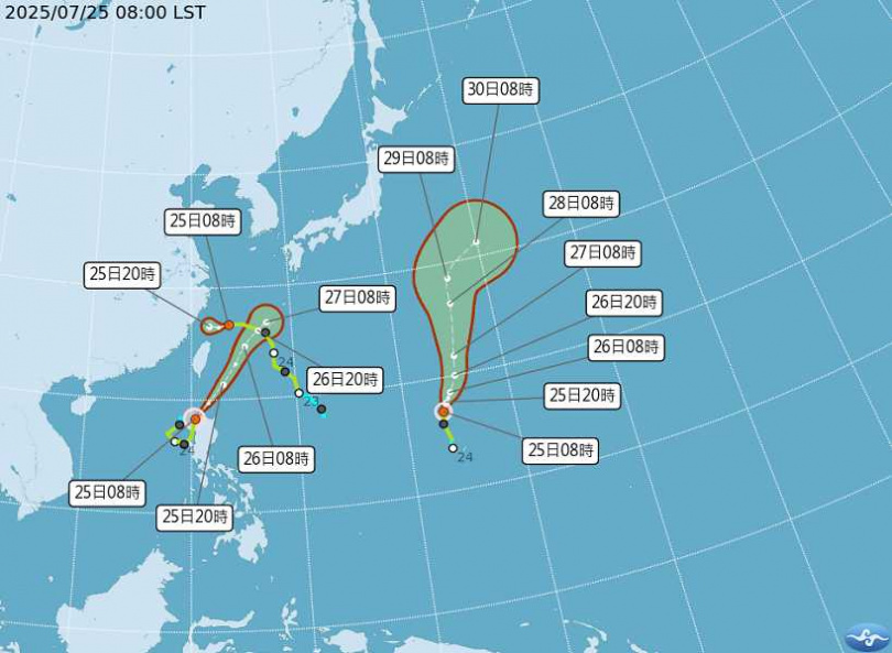 范斯高颱風已減弱為熱帶性低氣壓。（圖／中央氣象署）