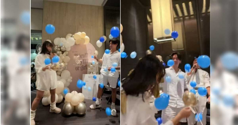 高爾宣和芮德舉辦胎兒性別派對，揭曉夫妻倆的第二胎是兒子。（圖／翻攝自Instagram／osn.osn）
