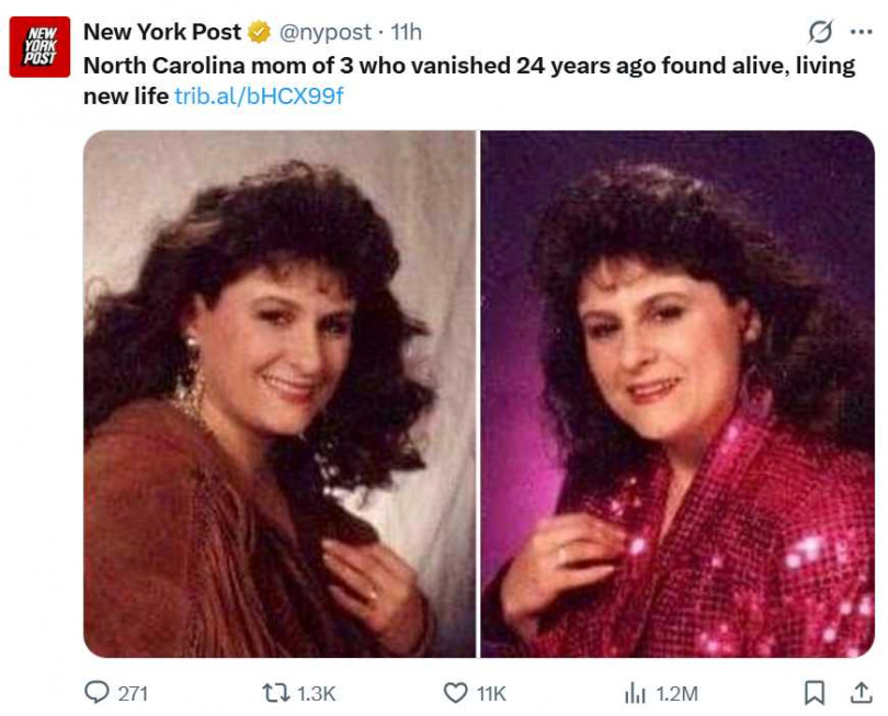 羅金厄姆縣警長辦公室證實，史密斯已在北卡羅來納州一處未公開地點被尋獲。（圖／翻攝自Ｘ，@nypost）