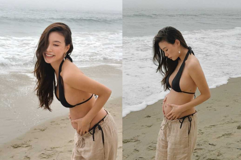 Bella在社群分享懷孕喜訊，曬出捧著肚子的美照。（圖／翻攝自Instagram／bella_navy4life）