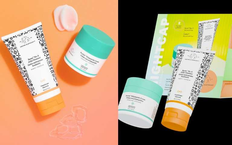 醉象洗洗睡保養組2,800元(包括No.9 多效潔顏凝膠 150ml+多胜肽緊緻抗老霜 50ml#醉象藍罐)（圖／品牌提供）