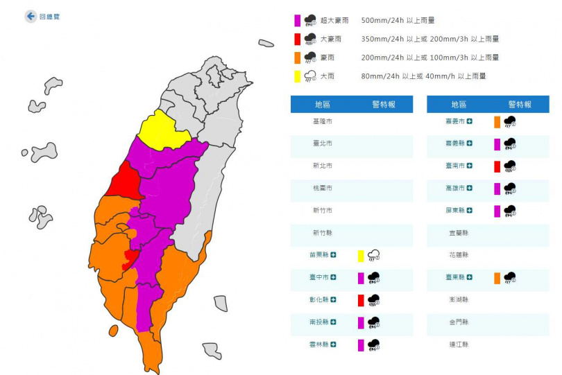 豪雨特報。(圖/中央氣象署)
