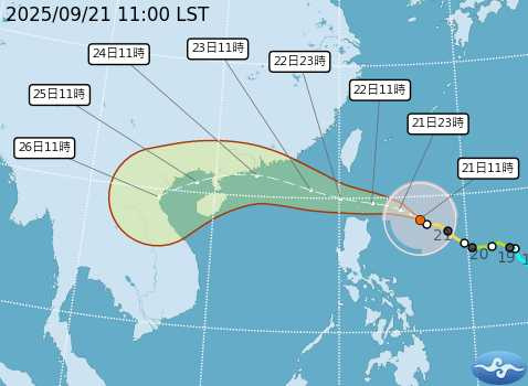 強颱「樺加沙」路徑潛勢預報。（圖／中央氣象署）