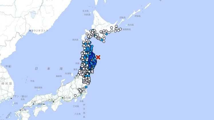 日本東北地區1日晚間發生規模6.0地震,震央位於岩手縣外海,最大震度4級,目前未發布海嘯警報。(圖/翻攝自日本氣象廳官網)