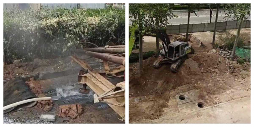 山西長治一處小區地下水溫異常高達72度，宛如天然溫泉引發關注。（圖／翻攝自微博）