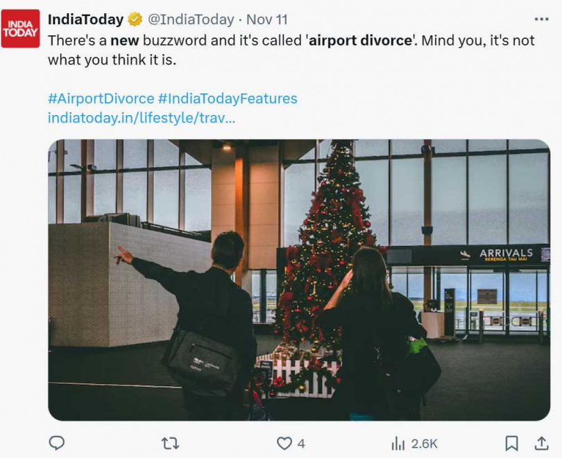 機場被視為旅途壓力集中點，「各走各的」反而讓感情保鮮。（圖／翻攝自X，@IndiaToday）