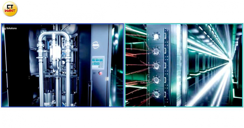 雙鴻董事長林育申表示，液冷（圖左）兩三年內會全面取代氣冷（圖右）。（圖／雙鴻YT螢幕擷取畫面）