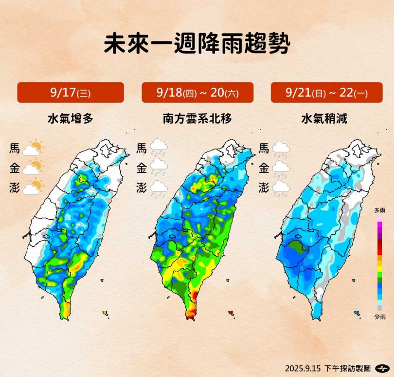 未來一周降雨趨勢。（圖／氣象署提供）