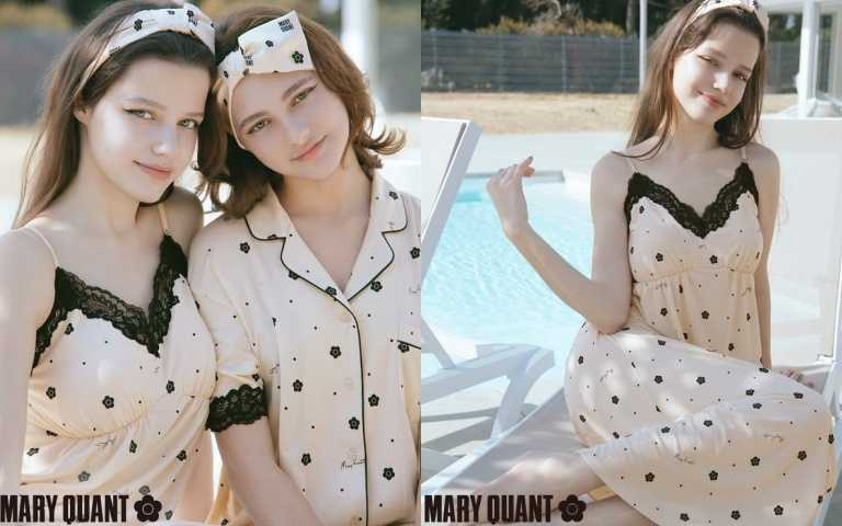 PEACH JOHN × MARY QUANT Daisy 蕾絲襯衫式睡衣組 /1,990元、Daisy 蕾絲附襯墊連身裙睡衣/1,890元（圖／品牌提供）
