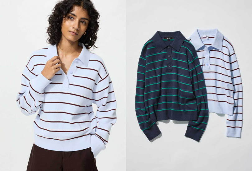 柔滑棉條紋POLO針織衫／1,290元（圖／品牌提供）
