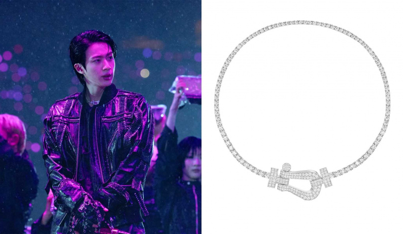 FRED 白金釦環鑲嵌密鑽Force 10 XL 項鍊（圖／Jin IG、品牌提供）