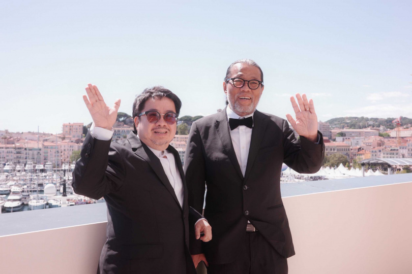 影視聽中心董事長褚明仁（圖左）與本片攝影指導李屏賓（圖右）皆於坎城現場共襄盛舉。（圖／影視聽中心）