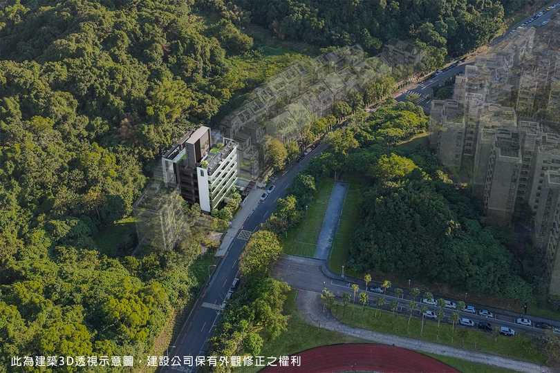「展宜本植」毗鄰萬坪樹海第一排,在珍稀席位,打造綠奢精品建築。(圖/業者提供)