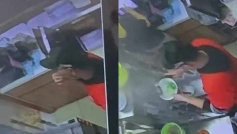 店員疑似把手放進嘴裡。（圖／翻攝自Threads）