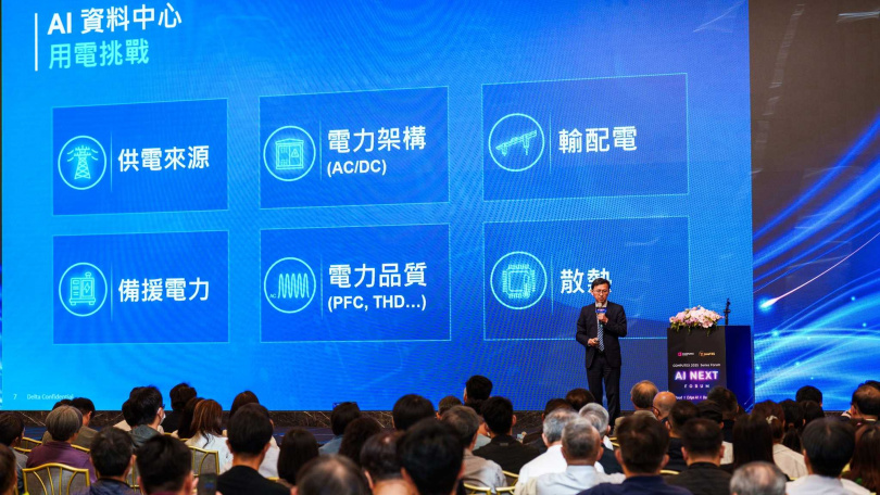 台達電總經理陳盈源在COMPUTEX展前暖身論壇上表示，平均蓋一座電廠需要5到10年，現在興建電廠也趕不上未來需求。（圖／翻攝自台達電臉書）