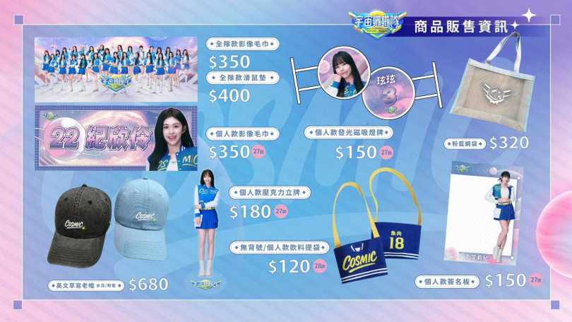 《宇宙啦啦隊》推出眾多周邊商品造成搶購熱潮，但仔細一看卻只有27位女孩的商品。（圖／緯來提供）