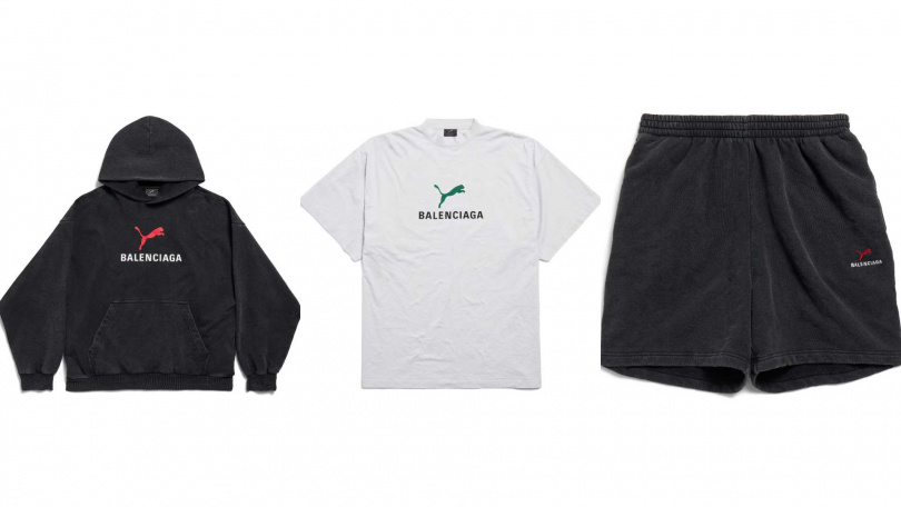 Balenciaga I Puma Oversized T-shirt/23,300元,Hoodie Medium Fit/35,000元,Shorts/25,500元(圖/品牌提供)