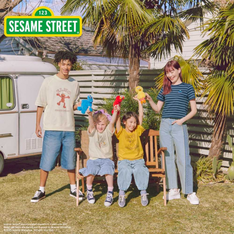 GU攜手《SESAME STREET芝麻街》推聯名系列單品,於3月28日正式開賣。(圖/品牌提供)