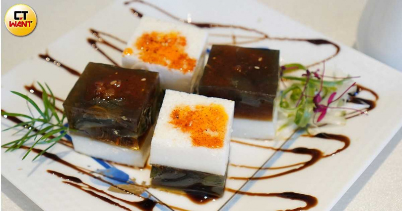 注入法式情懷的「椒麻皮蛋豆腐」。（280元，圖／魏妤靜攝）