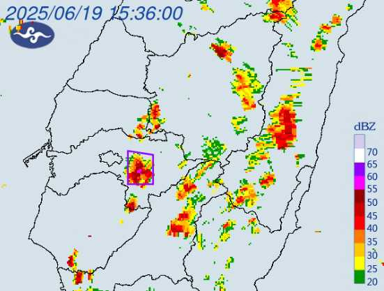 嘉義縣為大雷雨警戒區。（圖／氣象署）
