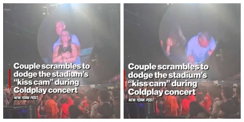 Coldplay親吻鏡頭風波持續延燒，假訊息引發更多網友關注與討論。（圖／翻攝自紐約郵報）