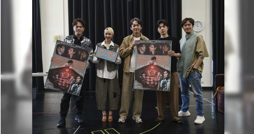 凱爾、方宥心、黃鐙輝、藝術總監王希文、王為一同出席彩排記者會。（圖／瘋戲樂工作室提供）