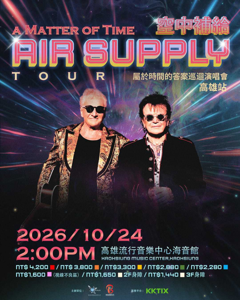 Air Supply將在高雄流行音樂中心舉辦《Air Supply – A Matter of Time Tour》演唱會。(圖/全球音樂經紀有限公司提供)