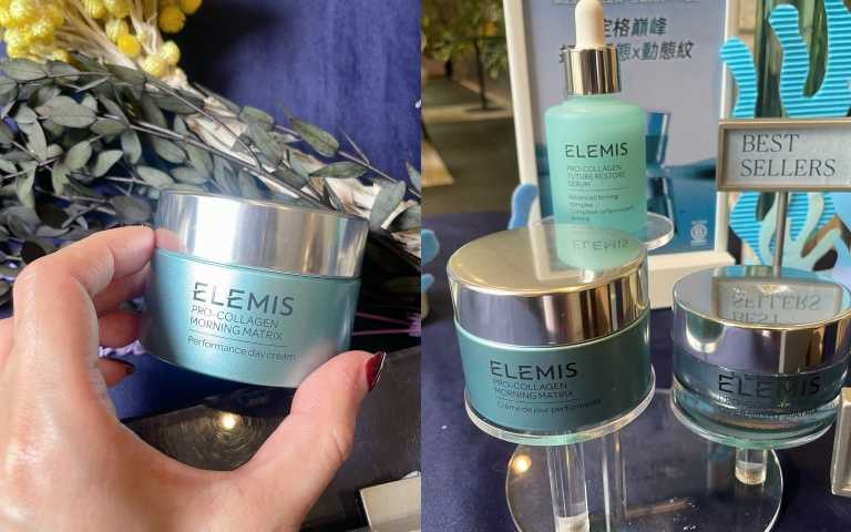 (左)ELEMIS海洋膠原超時空逆時賦活霜 50ml /6,000元;(右)#小藍寶:ELEMIS海洋膠原全能逆時精華 30ML NT$4,950;ELEMIS海洋膠原超時空逆時賦活霜 50ml /6,000元;#藍鑽霜:ELEMIS海洋膠原全效修護晚霜 50ML NT$7,500(圖/黃筱婷攝)