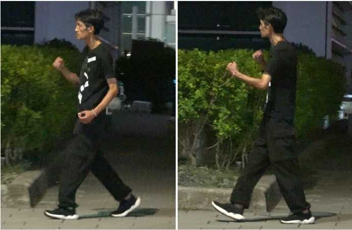 遊走台北街頭的唐治平，走著走著還揮起一記又一記的左勾拳。（圖／本刊攝影組）