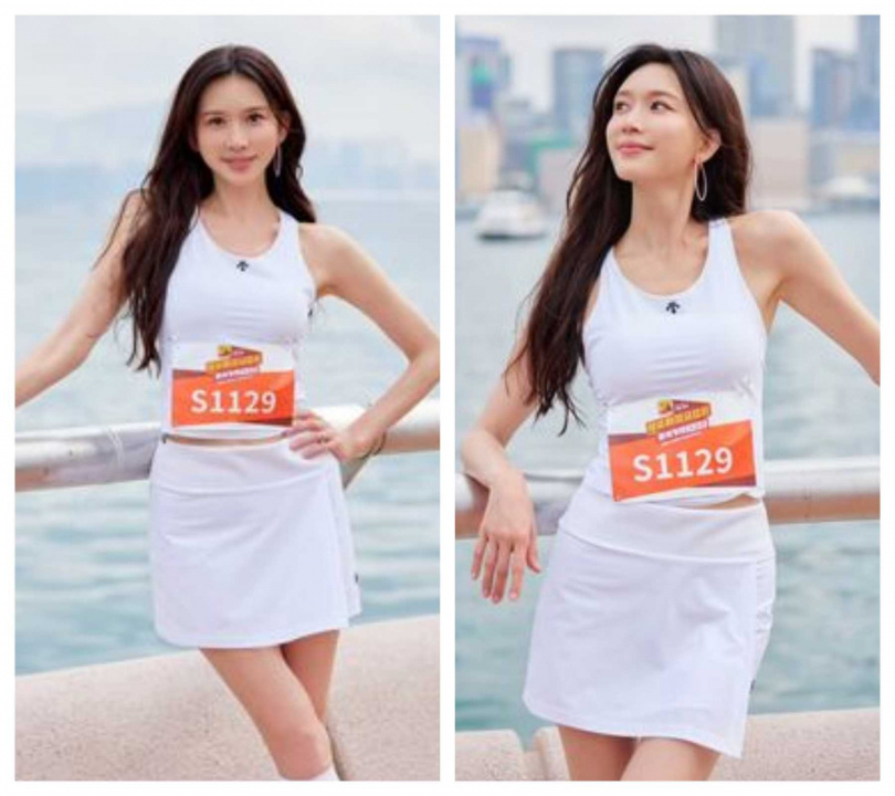 林志玲現身香港灣仔海濱馬拉松活動,一身白色運動造型亮相,51歲體態與外型引發關注。(圖/翻攝自IG,chiling.lin)