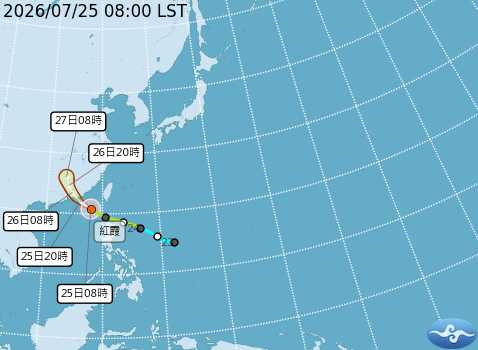 「紅霞」颱風路徑預測。(圖/中央氣象署)