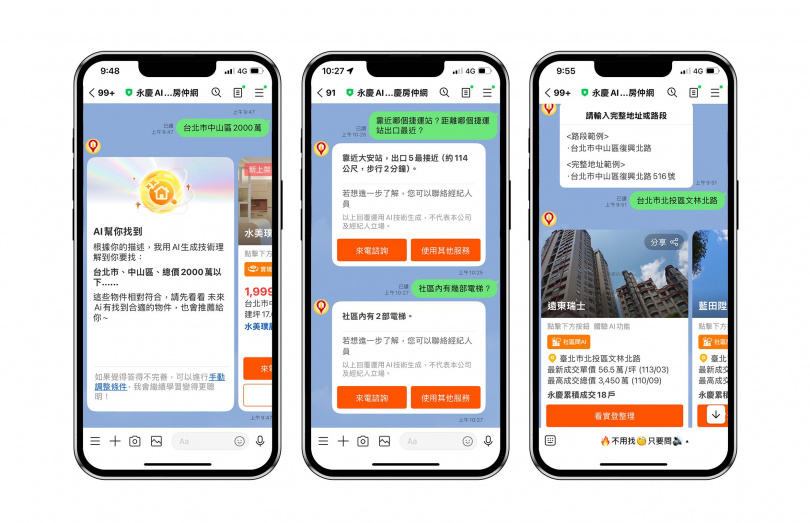 永慶AI特助導入大數據、自然語言處理等AI技術，方便消費者快速查找物件資訊。（圖片提供/永慶房屋）