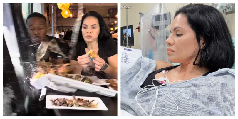 妮娜在社群上傳病床照報平安，並感嘆生命無常，「這可能是我們的最後一餐」。（圖／擷取自IG， @ninaunrated）