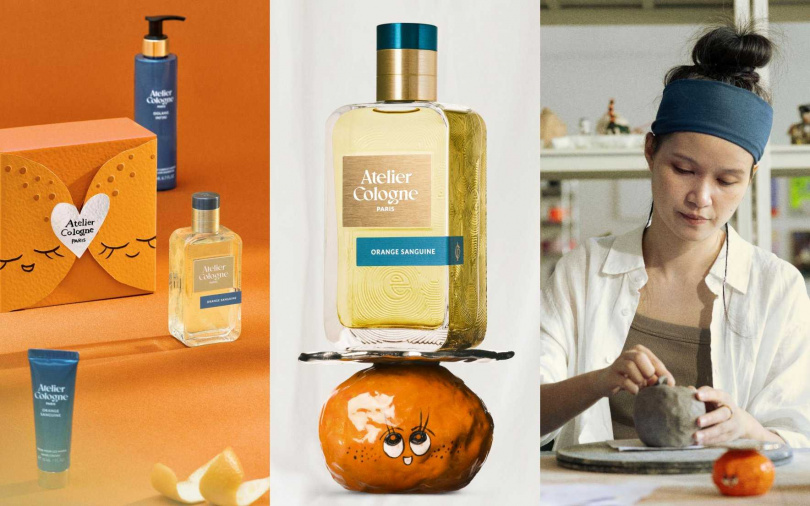 Atelier Cologne歐瓏本次新年以「赤霞橘光淡香精」為核心,攜手中國陶瓷藝術家潘望舒,將橘子的節慶意象延伸至禮盒設計,為農曆新年增添明亮歡愉的氛圍。(圖/品牌提供)