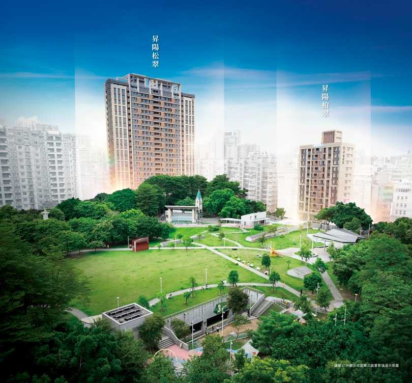 松翠/柏翠3D模擬外觀＋公園實景。（圖／業者提供）