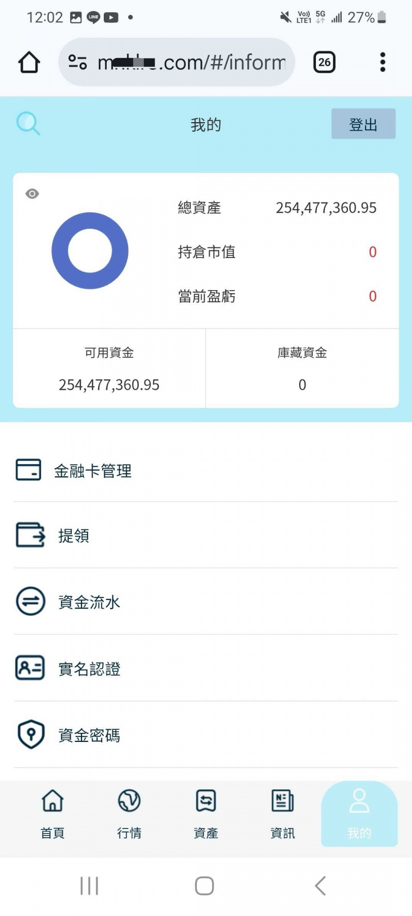 祈依循指示下載的APP內顯示其獲利約2億元。（圖／翻攝畫面）