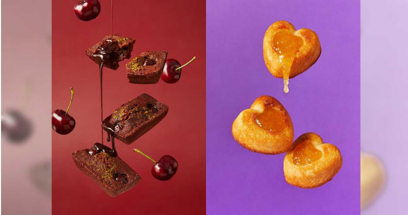 法絨中秋新品「酒漬櫻桃可可費南雪」(左)、「柚見月圓費南雪」。(圖/法絨提供)