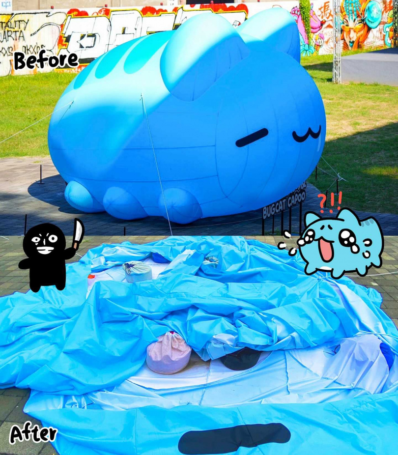 咖波被破壞消氣，無法復原。（圖／Bugcat Capoo臉書）