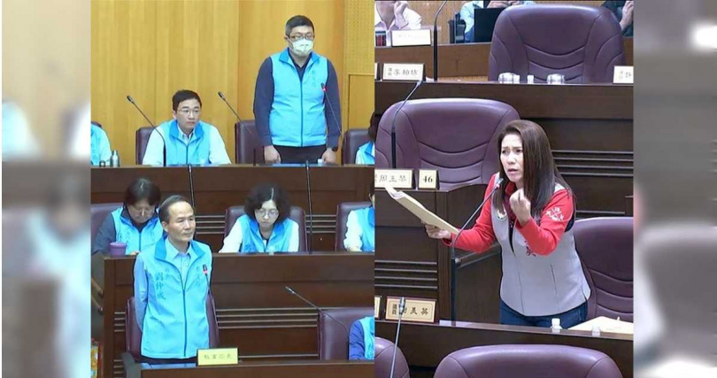 議員謝美英為學生發聲，要求定期盤點跟編足修繕經費，不要轉嫁到學生身上。（圖／中國時報記者蔡依珍攝）