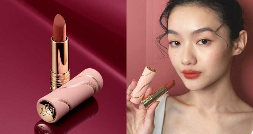 #280裸桃粉棕是心跳加速的曖昧色,薄塗鬆弛慵懶不張揚,厚擦實現純愛日劇氛圍美。蘭蔻 絕對完美唇膏 絲絨霧感 2025情人節限定版/1,480元。(圖/品牌提供、廖怡婷攝)