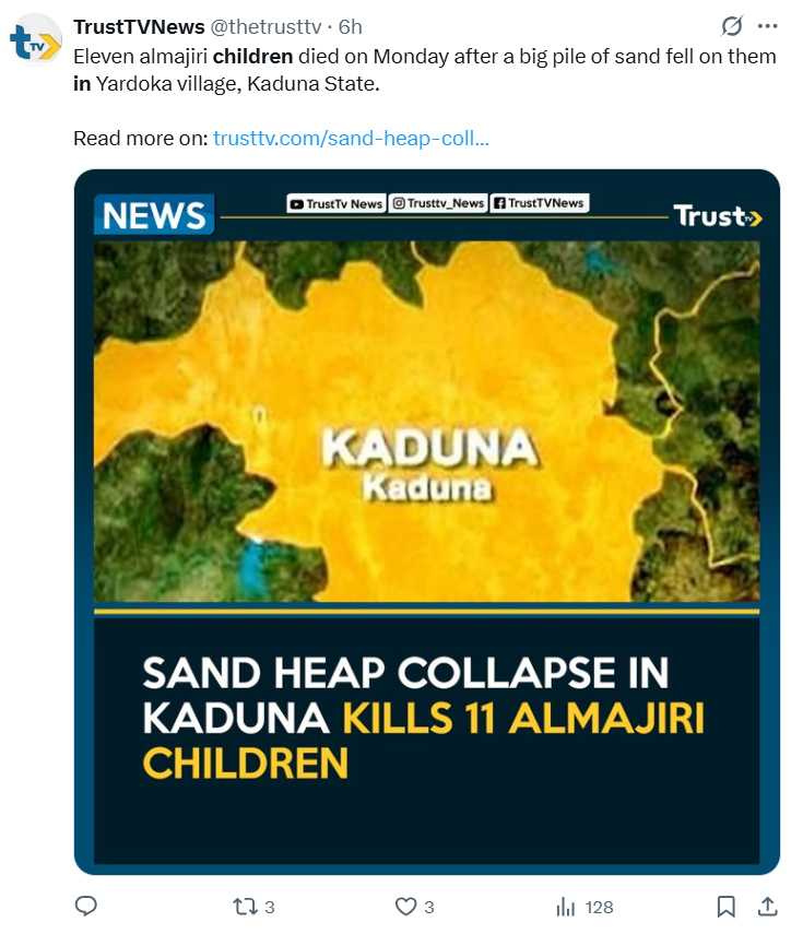 奈及利亞卡杜納州亞多卡村砂坑坍塌，伊斯蘭學校孩童受困，疑涉童工引發關注（示意圖／）